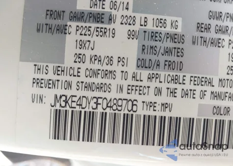 2015 Mazda Cx-5 Grand Touring from USA, damaged, VIN JM3KE4DY3F0489706